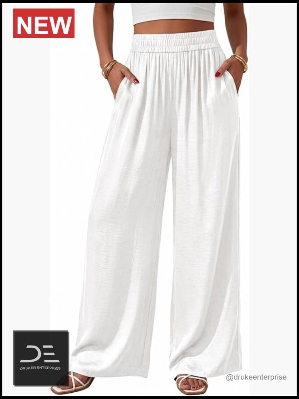Wide Leg Palazzo Pants with Pockets Lightweight Glitter Satin Flowy Dressy